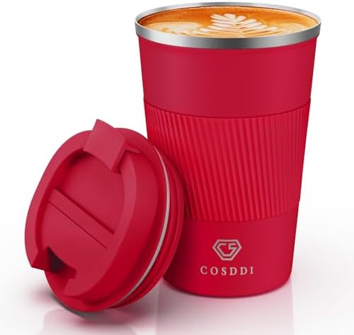 CS COSDDI 12 oz Coffee mug - Stainless Steel Coffee Cup with Leakproof Lid