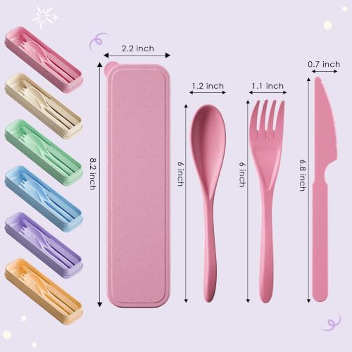 Quatish 6 Sets Travel Utensils Set with Case,Camping Utensils Multicolor