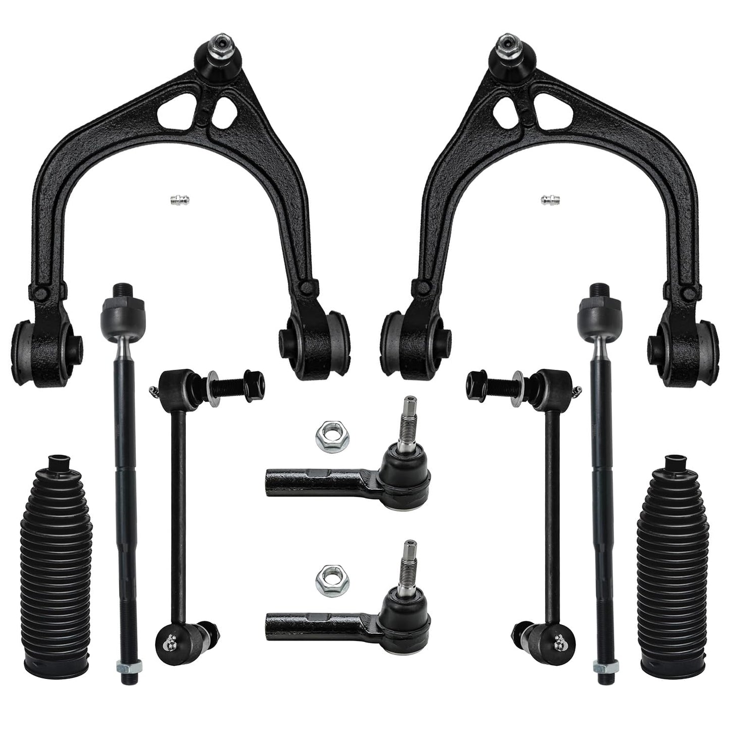 Detroit Axle - RWD Front End Suspension Kit for Chrysler 300 Dodge Magnum Charger Challenger, 2 Upper Control Arms 4 Tie Rods 2