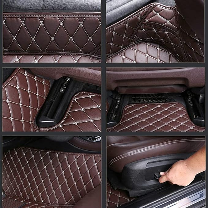 Custom Personalized Floor Mats for Cars - Luxury Full Coverage All Weather Mats, Anti-Slip Leather Mat Set, Fit for 99% of Cars, SUVs & Trucks (Gray, A-Diamond)