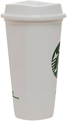 Starbucks White Reusable Plastic Travel Mug/Cup/Tumbler Grande Medium, 16oz 473ml