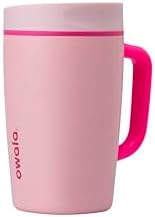 Owala SmoothSip Slider Stainless Steel Insulated Travel Mug with Handle, 100% Leak Proof, For Hot and Cold Drinks, Travel Friendly with Sliding Lock Lid, 12oz, BPA Free, Leak Proof, Pucker Up