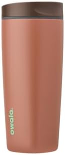 Owala SmoothSip Slider Insulated Stainless Steel Coffee Tumbler, Reusable Iced Coffee Cup, Hot Coffee Travel Mug, BPA Free 20 oz, Cozy Cocoa