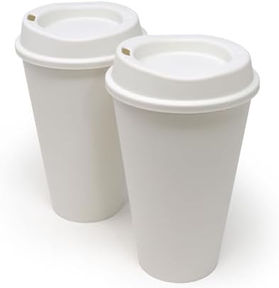 Rolling Sands USA Made 16 oz Reusable Coffee Cups with Lids 2 Pk, To Go Travel Cups, Hot or Cold Drinks, Dishwasher and Microwave Safe, White