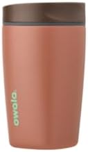 Owala SmoothSip Slider Insulated Stainless Steel Coffee Tumbler, Reusable Iced Coffee Cup, Hot Coffee Travel Mug, BPA Free 12 oz, Grey/Brown (Cozy Cocoa)