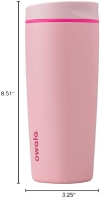 Owala SmoothSip Slider Insulated Stainless Steel Coffee Tumbler, Reusable Iced Cup, Hot Coffee Travel Mug, BPA Free 20 oz, Pink (Pucker Up) (Pack of 8)