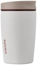 Owala SmoothSip Slider Insulated Stainless Steel Coffee Tumbler, Reusable Iced Coffee Cup, Hot Coffee Travel Mug, BPA Free 12 oz, Vanilla Bean
