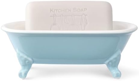 6.5" Mini Clawfoot Bathtub Soap Dish,Bar Soap Holder,Baby Blue