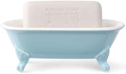6.5" Mini Clawfoot Bathtub Soap Dish,Bar Soap Holder,Baby Blue