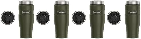 THERMOS Stainless King Vacuum-Insulated Travel Tumbler, 16 Ounce, Army Green (Pack of 4)
