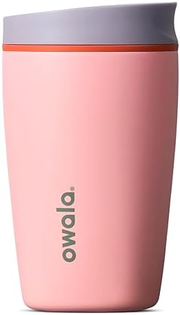 Owala SmoothSip Slider Insulated Stainless Steel Coffee Tumbler, Reusable Iced Coffee Cup, Hot Coffee Travel Mug, BPA Free 12 oz, Sugar High