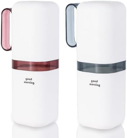 Toothbrush Travel Case,Toothbrush Holder and Rinse Cup with Handle Travel Toothbrush Holder,Multifunctional Toothbrush Cup,Large Capacit Travel Toothbrush Holder with Mouthwash Cup(Purple+Blue)