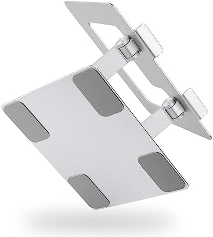 Amazon Basics Sturdy and Portable Ergonomic Laptop Stand for Desk,Height Adjustable Riser with Ventilated Cooling,Foldable,Fits All Laptops up to 17.3 Inch,Silver,10 x 8.7 x 6 in,(Pack of 12)