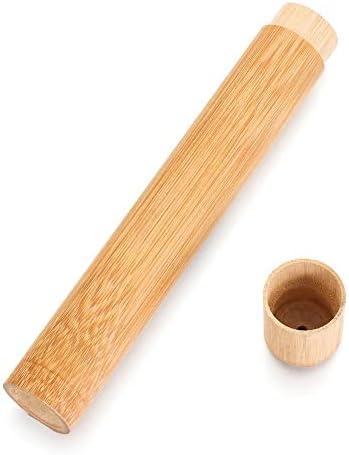 HomeSoGood 2Pcs Natural Bamboo Toothbrush Tube, Toothbrush Holder Toothbrush Case for Home and Travel 21cm