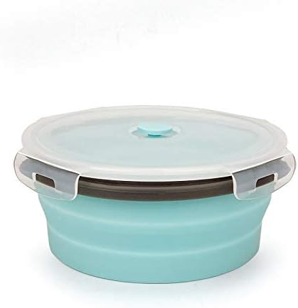 CARTINTS 1200ml Large Collapsible Meal Prep Containers, Reusable Silicone Food Storage Containers, Stackable Fridge Storage Containers, With Leakproof Lids, Microwave and Freezer Safe, Blue