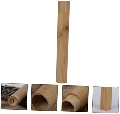 PartyKindom 2pcs Portable Travel Toothbrush Case Holder Bamboo Toothbrush Storage Container Waterproof and Lightweight for Outdoor Camping Hotel Use