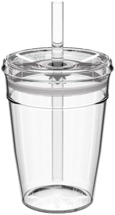 KeepCup Cold Cup - Clear Plastic, Reusable Ice Coffee Tumbler with Lid and Straw - Tall 12oz (340ml)