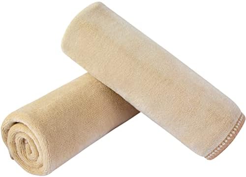 SINLAND Microfiber Facial Cloths Fast Drying Washcloth 12inch x 12inch (2pack, Cream)