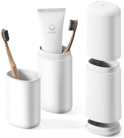 BALUCA Travel Toothbrush Case, Portable Tooth Brush Holder and Toothpaste Cover Container with Mouthwash Cup, Compact Oral Clean Tools Organizer for Traveling/Camping/School/Home - Large Capacity
