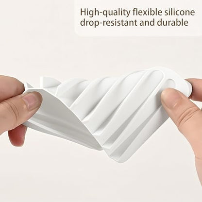 Aoheuo Modern Minimalist Style Soap Dish, Flexible Silicone Drain Soap Holder (White), 4.5" Long 3.2" Wide 0.4" High, Suitable for Kitchen, Bathroom and Bar Sinks