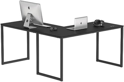 SHW Mission 55 x 60 L-Shape Home Office Computer Desk, Black