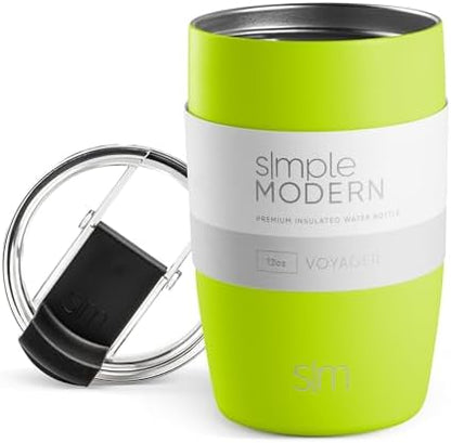 Simple Modern Travel Coffee Mug Tumbler with Flip Lid | Reusable Insulated Stainless Steel Cold Brew Iced Coffee Cup Thermos | Gifts for Women Men Him Her | Voyager Collection | 12oz | Green Apple
