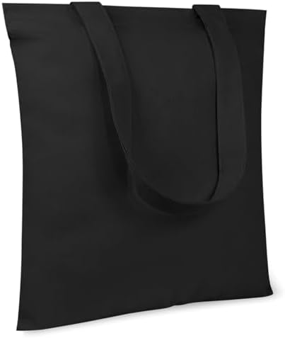 TOPDesign 10-Pack Economical 11.8"x13" Black Cotton Tote Bag, 5oz Lightweight Fabric, Small Reusable Grocery Shopping Cloth Bags, DIY Your Creative Designs