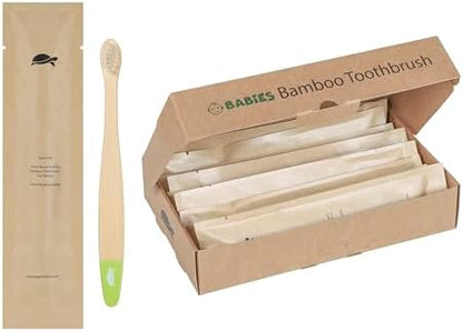 Sea Turtle Plant-Based Bristles, Ultra-Soft Bamboo Toothbrushes, Individually Sealed for Babies (10 Pack)