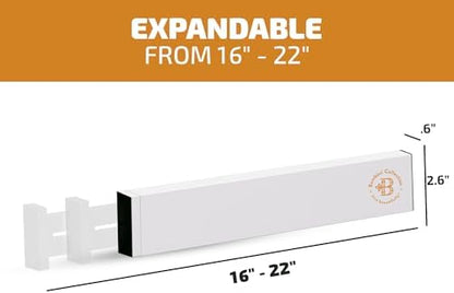 4-Pack Drawer Divider - 2.6" High, 16" to 22" Adjustable Bamboo Drawer Organizers for Clothes, Expandable Dresser Separators in Bedroom/Bathroom/Kitchen/Office Organization and Storage (White)