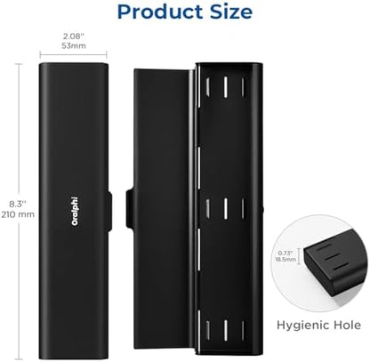 Wider Aluminum Toothbrush Travel Case, Portable Travel Toothbrush Holder, Durable Manual Toothbrush Box Container for Traveling, Bathroom, Camping, Business Trip, Black