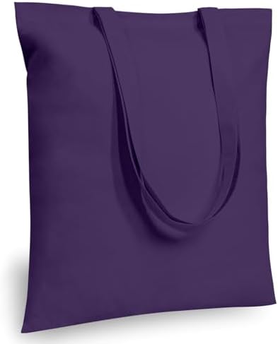 TOPDesign 6-Pack Economical 16"x15" Deep Purple Cotton Tote Bags, Lightweight Medium Reusable Grocery Shopping Cloth Bags, Suitable for DIY, Advertising, Promotion, Gift, Activity
