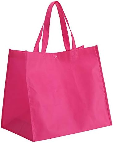 Tosnail 12 Pack Reusable Grocery Shopping Bags, Large Foldable Tote Bags Bulk, Fabric Bags with Long Handle for Shopping Groceries Clothes - Purple, Orange, Pink