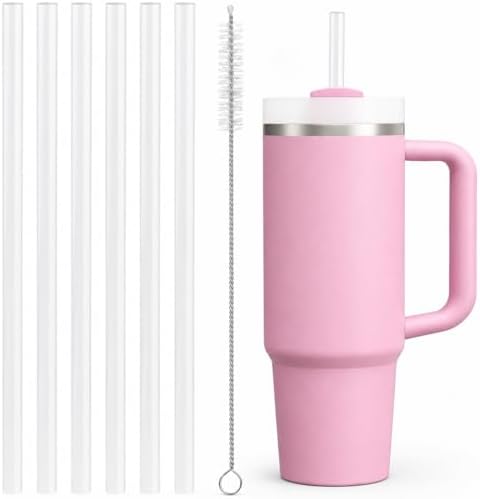 Replacement Straws Compatible with 30 oz Stanley Quencher Tumbler, 10.5 Inch Reusable Straws, Drinking Cup Accessories,Milky White- 6 Pack