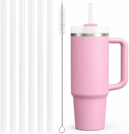 Replacement Straws Compatible with 30 oz Stanley Quencher Tumbler, 10.5 Inch Reusable Straws, Drinking Cup Accessories,Milky White- 6 Pack
