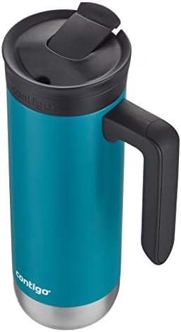 Contigo Superior 2.0 Stainless Steel Travel Mug with Handle Leak-Proof Lid Double-Wall Insulation for Hot & Cold Beverages, 20oz, Juniper, Ideal for Commuting and Travel