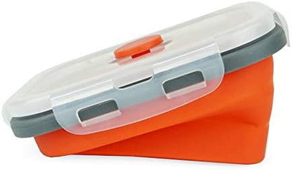 CARTINTS Set of 3 Collapsible Food Storage Containers Collapsible Silicone Bowls, Silicone Lunch Containers with Airtight Lids, Microwave and Freezer Safe, 500ml
