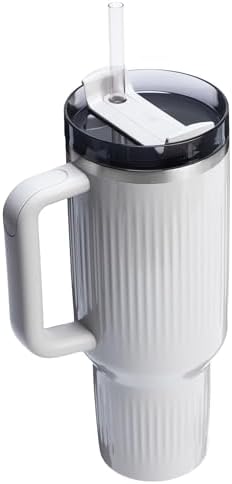 STANLEY Quencher H2.0 Tumbler with Handle and Straw 40 oz | Flowstate 3-Position Lid | Cup Holder Compatible for Travel | Insulated Stainless Steel Cup | BPA-Free | Fluted Ash Gloss