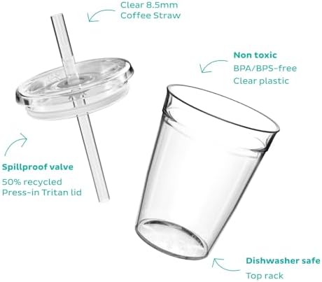 KeepCup Cold Cup - Clear Plastic, Reusable Ice Coffee Tumbler with Lid and Straw - Tall 12oz (340ml)