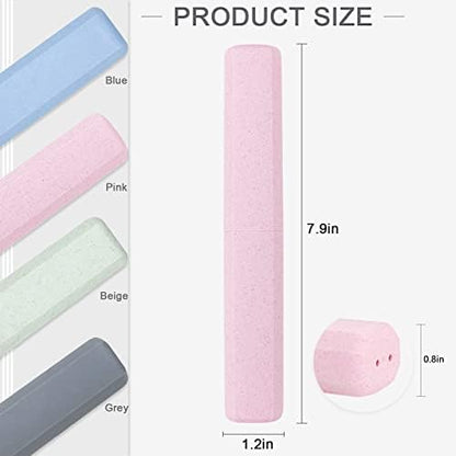 Mulbozy Travel Toothbrush Case, Portable Toothbrush Protector Cover, Breathable Wheat Straw Toothbrush Holder for Traveling, Camping, Business, Home, School, Gym, and More - 4 Packs