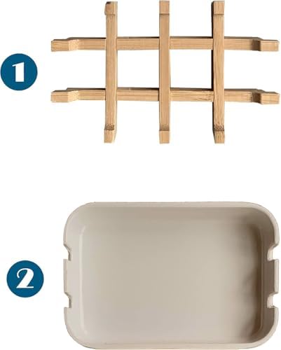 Aoheuo Modern Bamboo Fiber soap Holder and soap Dish Combination (Removable),5.12 Long by 3 Wide, 0.98 inches high, Used in Kitchens, bathrooms, and bar Sinks (Off White(3 Pack))