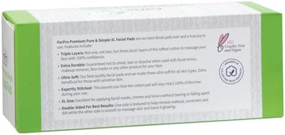 ForPro Pure & Simple XL Facial Pads, 60ct, 3"x3", Vegan & Cruelty-Free