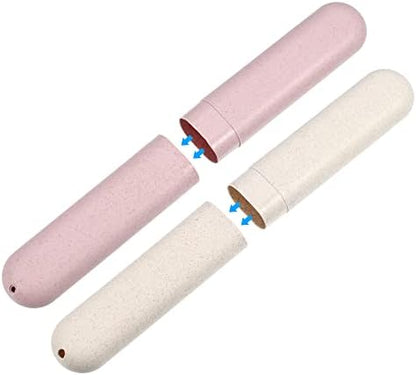 VOCOSTE 4Pcs Travel Toothbrush Case, Beige&Pink