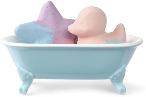 6.5" Mini Clawfoot Bathtub Soap Dish,Bar Soap Holder,Baby Blue