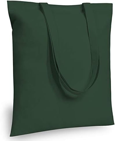 TOPDesign 12-Pack Economical 16"x15" Green Black Cotton Tote Bag, Lightweight Medium Reusable Grocery Shopping Cloth Bags, Suitable for DIY, Advertising, Promotion, Gift, Activity