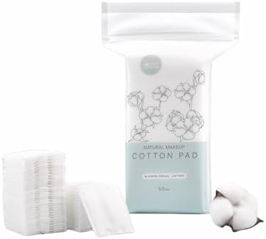 50-Pack 100% Pure Cotton Makeup Remover Pads | Soft, Hypoallergenic & Lint-Free Facial Rectangle for Sensitive Skin | Reusable, Double-Sided with Reinforced Edges | Makeup Skincare(50 Count)