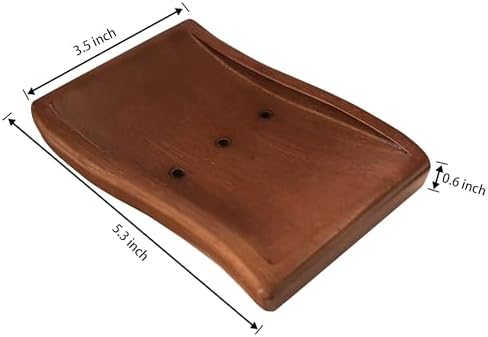 Aoheuo Soap Holder,Soap Dish for Shower, Walnut, 5.3 inches Long, 3.5 inches Wide, 0.6 inches High, for Kitchen, Bathroom, and Bar Sinks