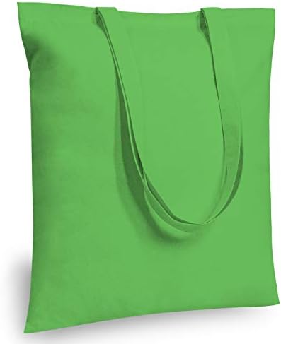 TOPDesign 6-Pack Economical 16"x15" Lime Green Cotton Tote Bag, Lightweight Medium Reusable Grocery Shopping Cloth Bags, Suitable for DIY, Advertising, Promotion, Gift, Activity