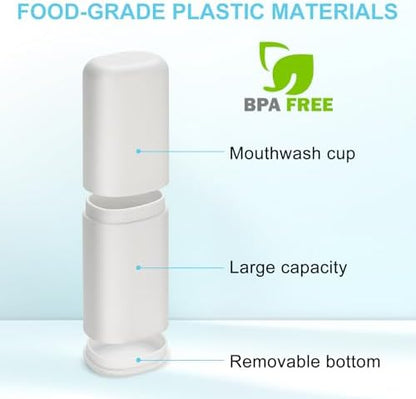 Travel Toothbrush and Toothpaste Case,Portable White Tooth Brush Holder,Large Toothbrush Container with Mouthwash Cup,2 in 1 Toothbrush Organizer for Traveling,Camping,School,Home -2PCS