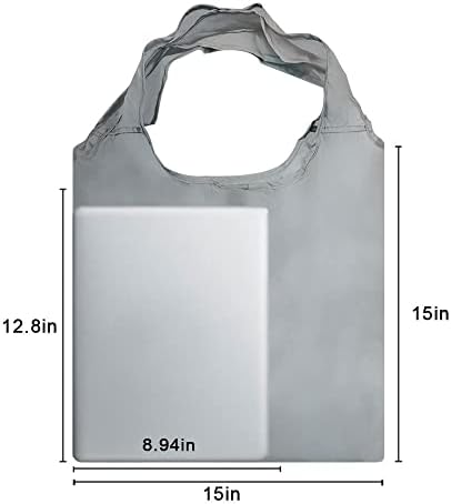 Aricsen 15x4.5x15 Inch Grey Reusable Shopping Bags with Handles, 20 Pack
