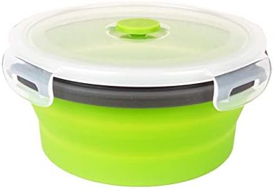 CARTINTS Green Silicone Collapsible Food Storage Containers-Prep/Storage Bowls with Lids - Round Silicone Food Storage Containers - Microwave and Freezer Safe 3Pack